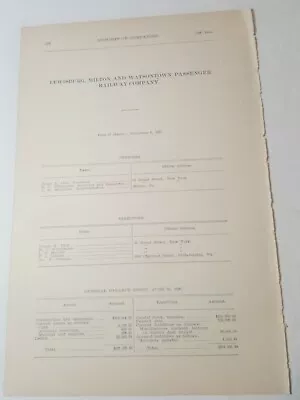 1906 Train Document LEWISBURG MILTON WATSONTOWN PASSANGER RAILWAY Trolley Car PA • £8.64