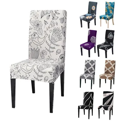 $2.85 • Buy Printed Dining Chair Covers Seat Cover Stretch Slipcover Removable Home Decor
