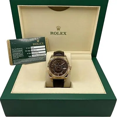 Rolex Sky-Dweller 326135 Rose Gold Chocolate Dial Automatic Watch B&P 2014 • $51576.69