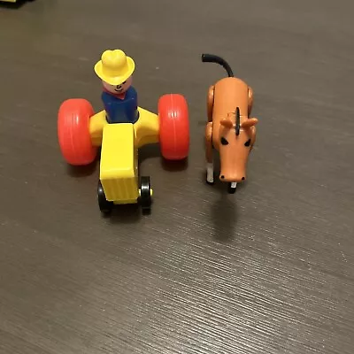 Vintage Fisher Price Little People: Red Tractor Farmer & Horse • $10