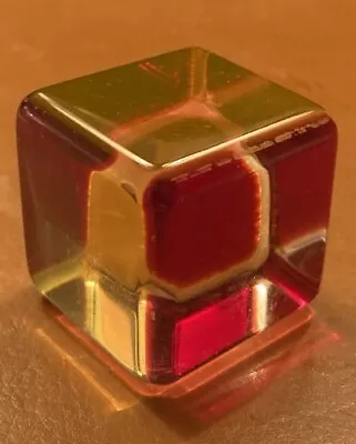 Vasa Velizar Mihich Acrylic Cube Sculpture 1983 OP ART MOD Mid Century 1.5” • $100