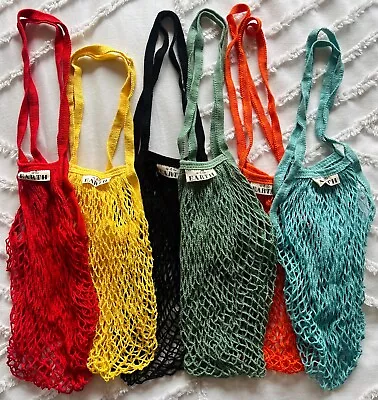 6 X 100% Organic Cotton Reusable String Shopping Bags - Market Bag • $30