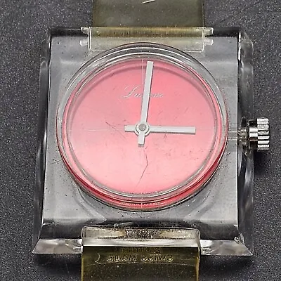 Vintage Lucerne Lucite Acrylic Watch Mechanical Red Face • $90