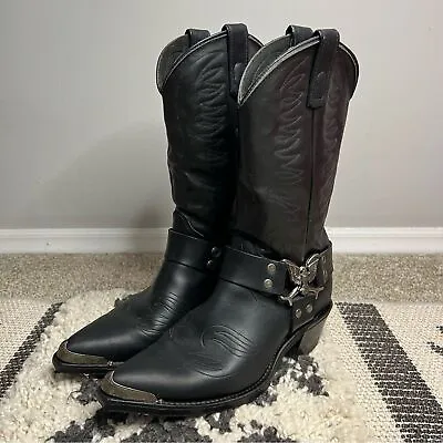 Men’s Vintage Biltrite Black Leather Eagle Harness Chopper Boots Size 8D • $150