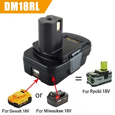 Converter For Dewalt Battery Adapter For Milwaukee 18V To For Ryobi 18V DM18RL • $10.98