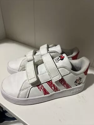 Adidas Red And White Sneakers Tennis Shoes Size 10K Toddler Disney Minnie Mouse • $16.99
