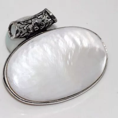 Mother Of Pearl 925 Silver Plated Chunky Gemstone Pendant 1.5  Ethnic Jewelry GW • $3.99