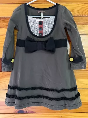 Matilda Jane Tuxedo Betty Dress Girls You & Me Gray W/Black Bow Size 2 • $34.99