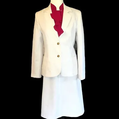 Vintage 60s/70s White Salem Brand Mod Structured Skirt Suit Set Size 5/6 • $48.99