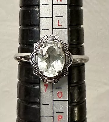 Antique Art Deco Lab Created White Sapphire 925 Silver Ring Sz 6.5 • $48