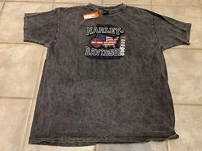 VINTAGE 2001 Harley Davidson Motorcycles Sport HD Black Denim Print XL USA NWT • $24.95