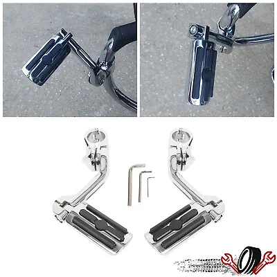 Chrome Long Motorcycle Highway Foot Pegs 1-1/4  Bars For Harley Road King Glide • $39.90