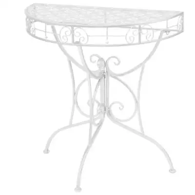 VidaXL Side Table Vintage Style Half Round Metal 72x36x74 Cm Silver • $99.65