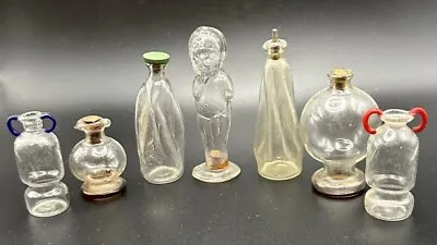 Group Of SEVEN (7) Vintage TINY Miniature Blown Glass Perfume Bottles 1.5  - 3  • $79.99