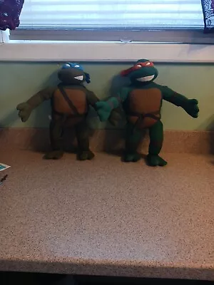 TMNT Michelangelo Leonardo 15'' Ninja Turtles Toy Plush Yell + Fight Sound RARE • $49.99