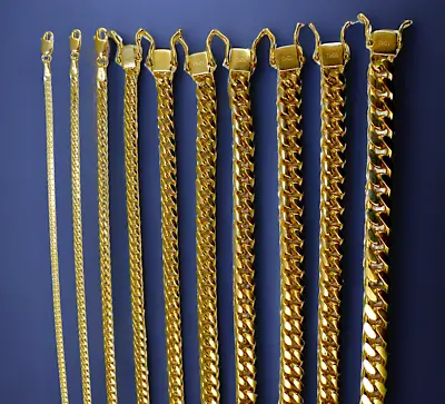 10K Yellow Gold 2.5mm-8.5mm Solid Miami Cuban Link Chain Necklace All Sizes • $4080