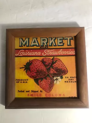 Vintage Louisiana Strawberries Market Sign With Wood Frame 7x7 • $15