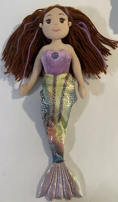 Mermaid Brown Yarn Hair Aurora 17  Plush Purple Metallic Fish Girl Plush • $8