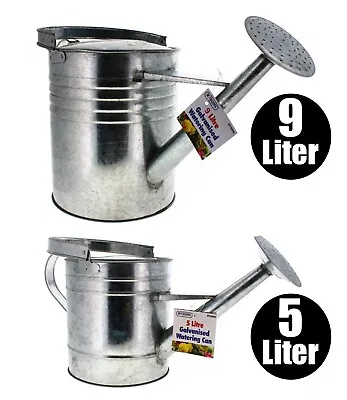 9/5L Galvanized Watering Can With Handle Metal Steel Garden Tool Made From Steel • £18.49