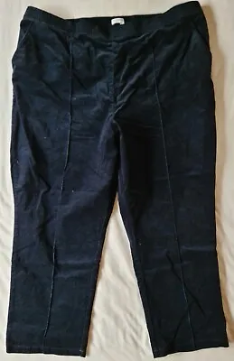 M&S Ladies Classic Corduroy Trousers. Navy. Size 22 Short. Preowned • £8