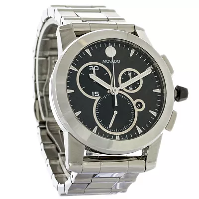 Pre-Owned Movado Vizio Mens Stainless Steel Quartz Chronograph Watch 0607544 • $1244.99