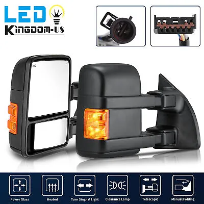 Tow Mirror For 99-07 Ford F250-F550 Super Duty Power Heated LED Amber Signals • $122.69