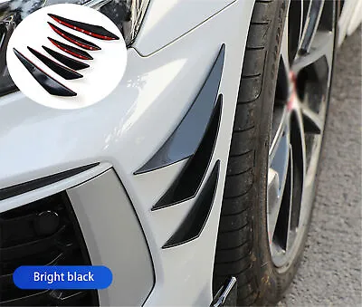 6Pcs Fins Body Spoiler Canards Fin Lip Splitter Gloss Front Bumper Lip Black Car • £6.95