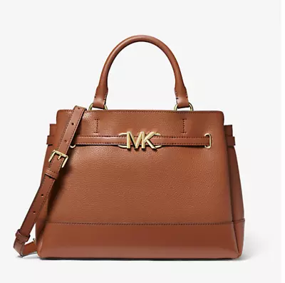 Michael Kors Reed Large Leather Satchel  In Luggage Brown • $169