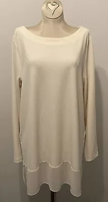 LKnew! Large Susan Graver Passport Textured Knit Long Sleeve Tunic Top Beige • $28.99