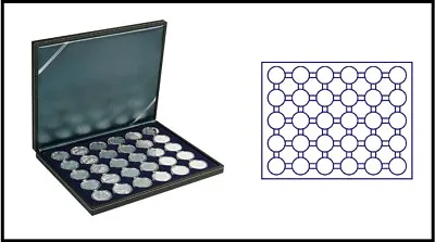 Lindner 2364-2226ME Nera M Coin Case Blue 30 Round Compartments 395 Mm • £44.28