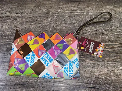 “Hershey Kisses” Ollin Recycled Candy Wrapper Zip Wristlet Coin Purse 6 X 4 NWT • $23.99