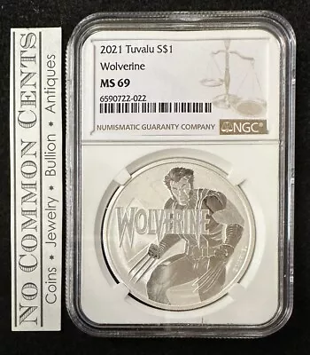 2021 Tuvalu Marvel Comics Wolverine 1 Oz .999 Silver BU Coin NCG MS 69 • $78.88