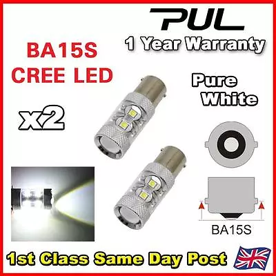 2x 50W PURE WHITE LED P21W 1156 BA15S CANBUS ERROR FREE DRL REVERSE LIGHT • $14.93