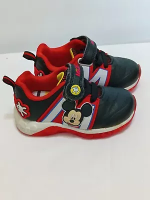 Disney Mickey Mouse Toddler Shoes Light-up Size 7 Athletic Red Black • $9.50