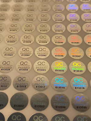 $7.99 • Buy [qty 196] Small Quality Control Hologram Security Stickers W/serial Numbering