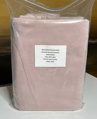 Restoration Hardware Washed Velvet Drapery RP 50 W X 84 L Dusty Rose NEW $160 • $89.99