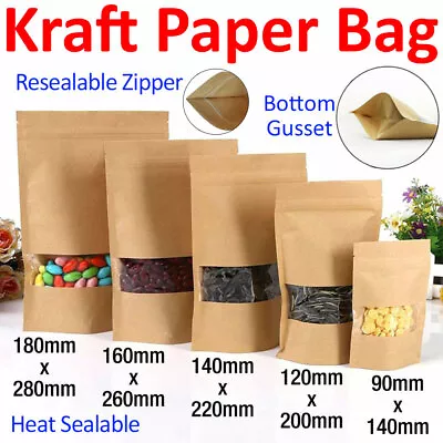 Brown Strong Grip Seal Gusset Craft Paper Bags Smell Free With Clear Window  • £66.14