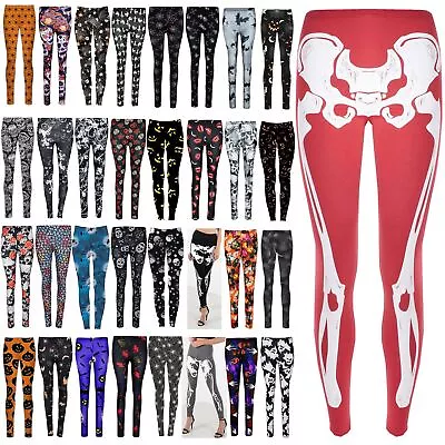 £3.49 • Buy Ladies Womens Skeleton Halloween Fancy Stretch Costume Bodycon Jeggings Leggings