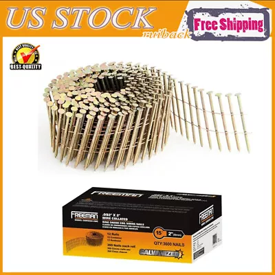 3600 Count 15 Degree 2  Wire Collated Galvanized Ring Shank Coil Siding Nails US • $39.20