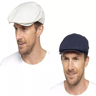 Men’s Cotton Lined Summer Peak Flat Cap Hat  • £8.49