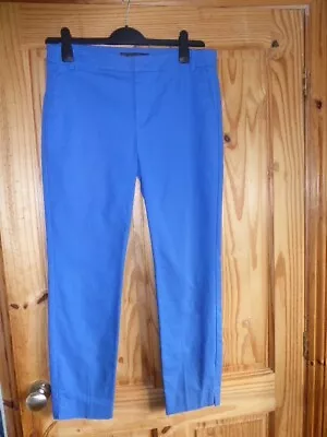 Zara Basic Uk Sz 10 Bright Blue Cotton Blend Chino Style Trousers • £4.50