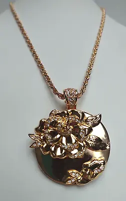 Beautiful Clear Crystal Floral Medallion Style Pendant 16  • $15