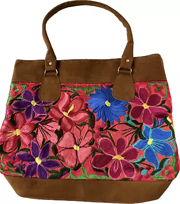 Mexican Floral Embroidery Handbag / Bolsa Artesanal Mexicana • $14.99