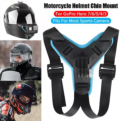 Motorcycle Helmet Front Chin Mount Holder Strap For GoPro Hero 9-1 Action Camera • $7.98