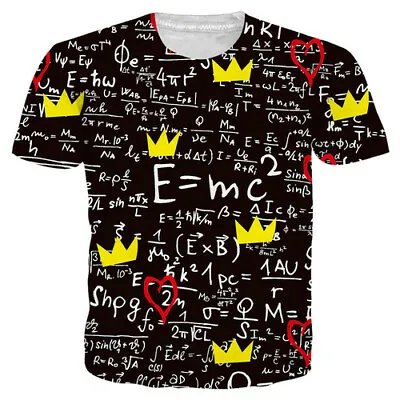 Women Men T-Shirt 3D Print Math-Science Golden Crown Short Sleeve Plus Size Tees • £5.99