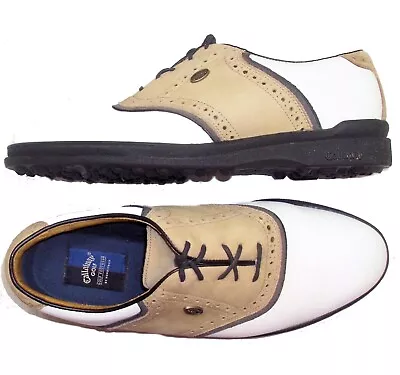 CALLAWAY Magnus 10.5 White LEATHER UPPER & LINING Saddle SPIKELESS Golf Shoes • $21.99