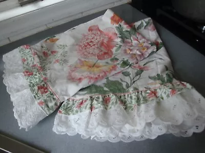 Vtg Pair Martex Liberty Of London Isabella Ruffled 100% Cotton Std Pillowcases • $19.90