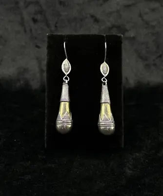 Vintage Turkmen Afghan Traditional Sterling Silver And Gold Plated Boho Earrings • $99