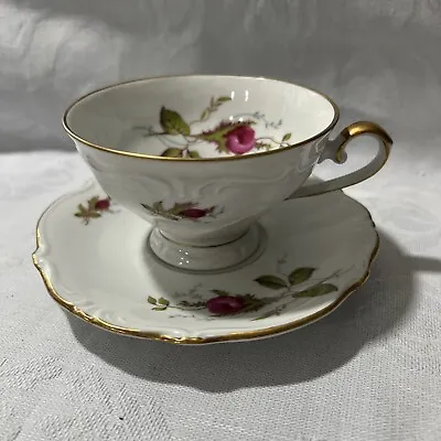 Vintage W Eschenbach Briar Rose Fine China Bavaria Germany Tea Cup & Saucer Set • $24