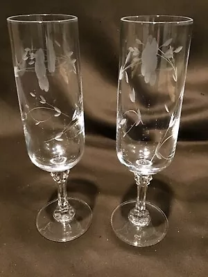 Set Of 2 Vintage Princess House Bordeau Crystal Champagne Flutes • $15